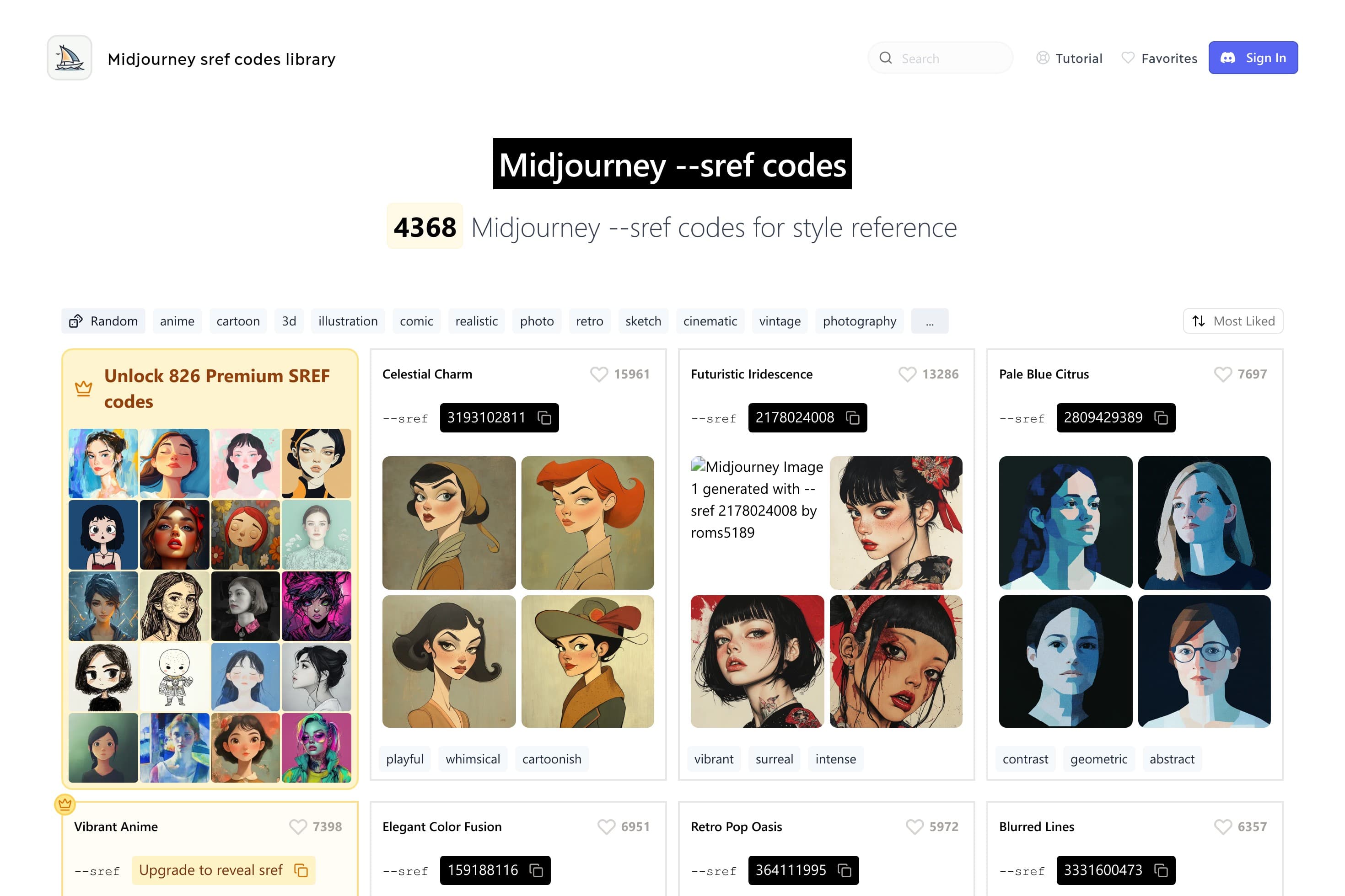 Midjourney --sref codes