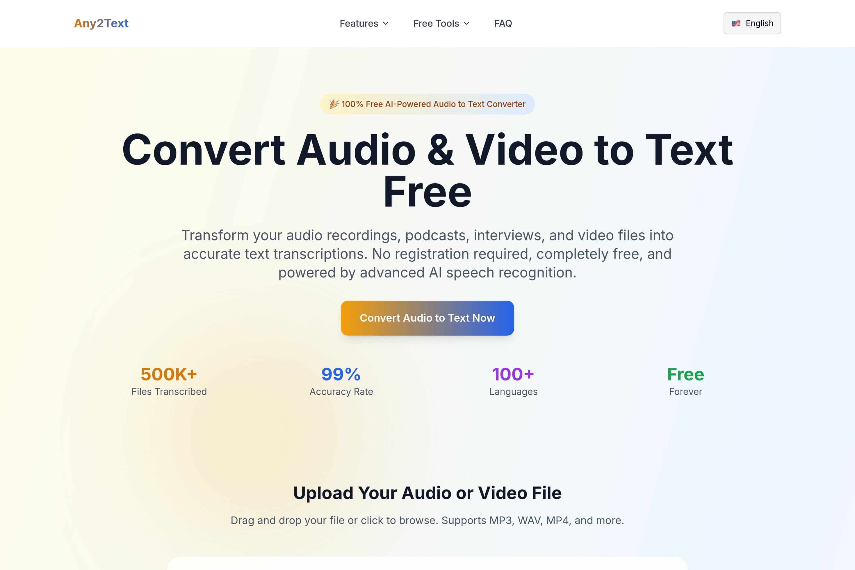 Any2Text - Free AI Audio & Video Transcription - Image 1