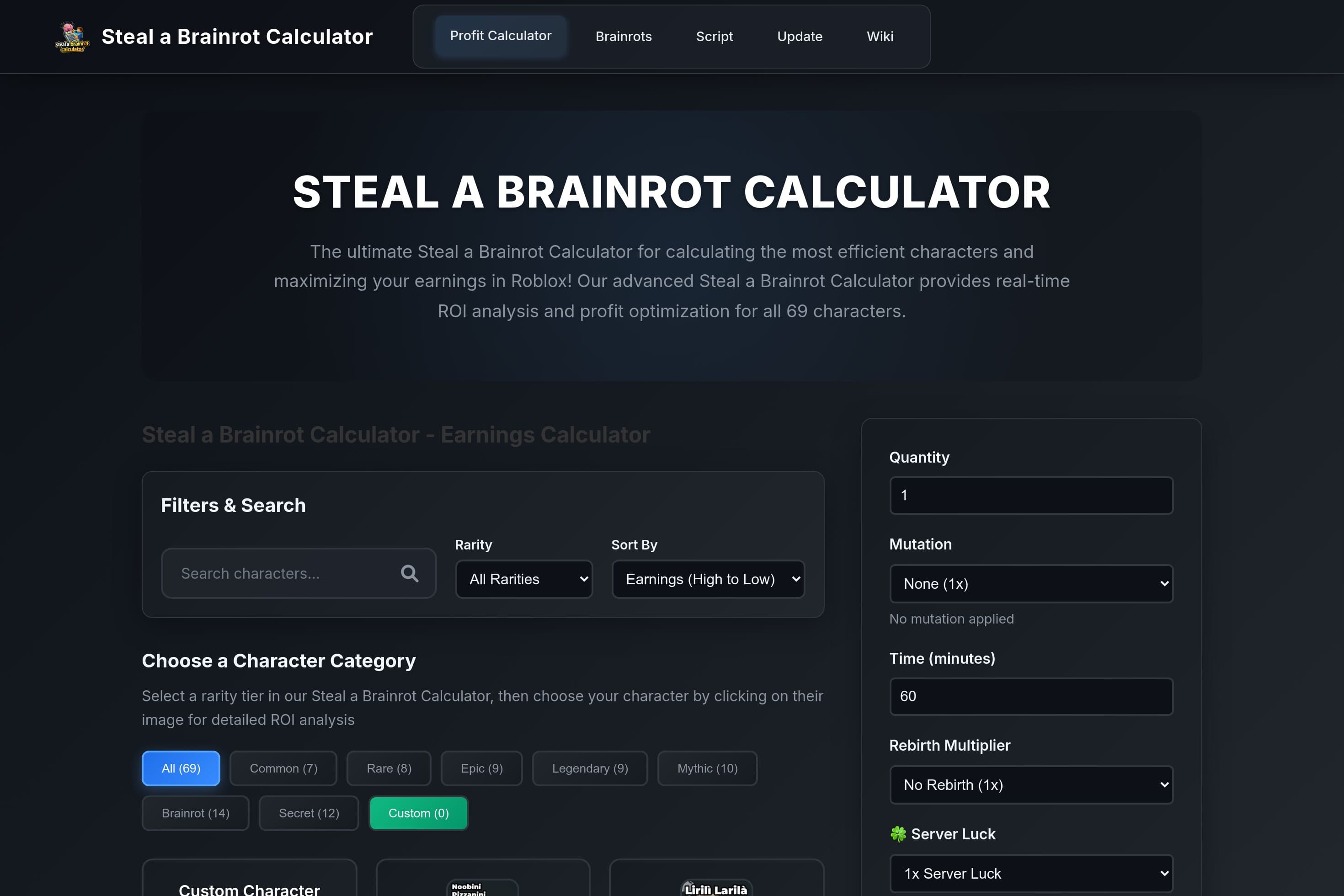 Steal a Brainrot Calculator - Ultimate ROI Tool for Roblox Players - Image 1