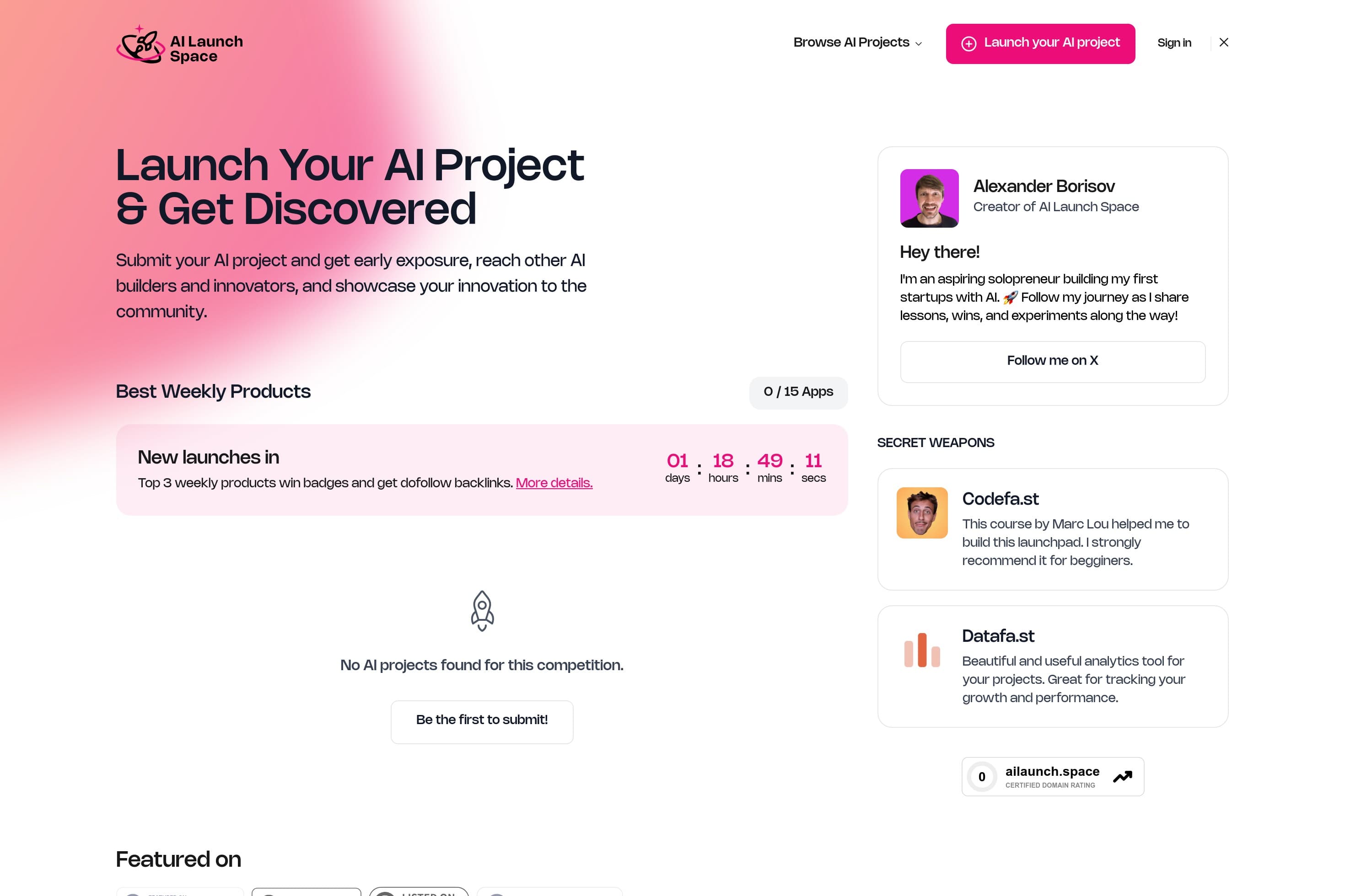 AI Launch Space - Weekly Competition Platform for AI Projects