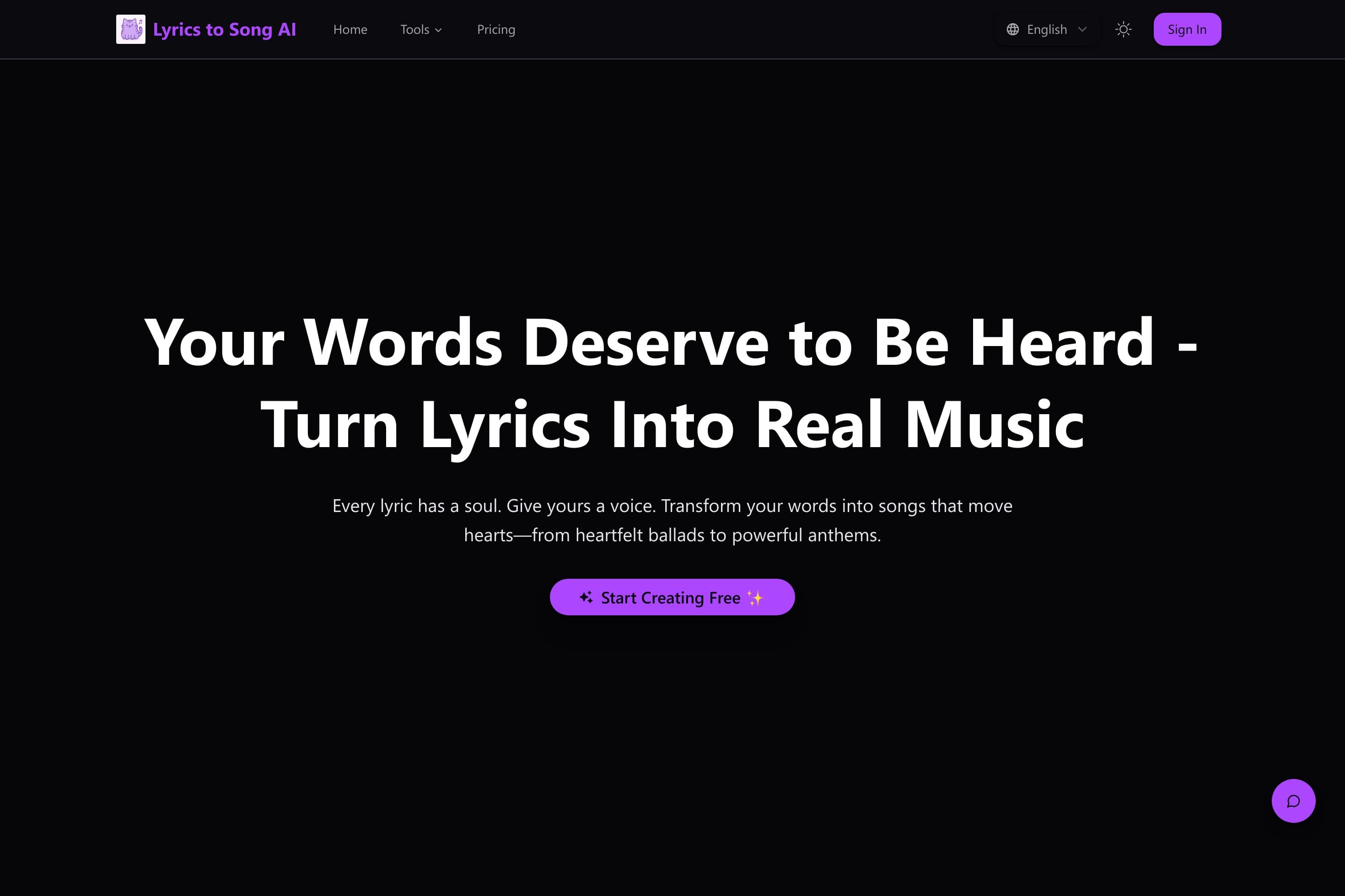 Lyrics to Song — Convert Lyrics to Song with AI | Free Lyrics to Song Generator