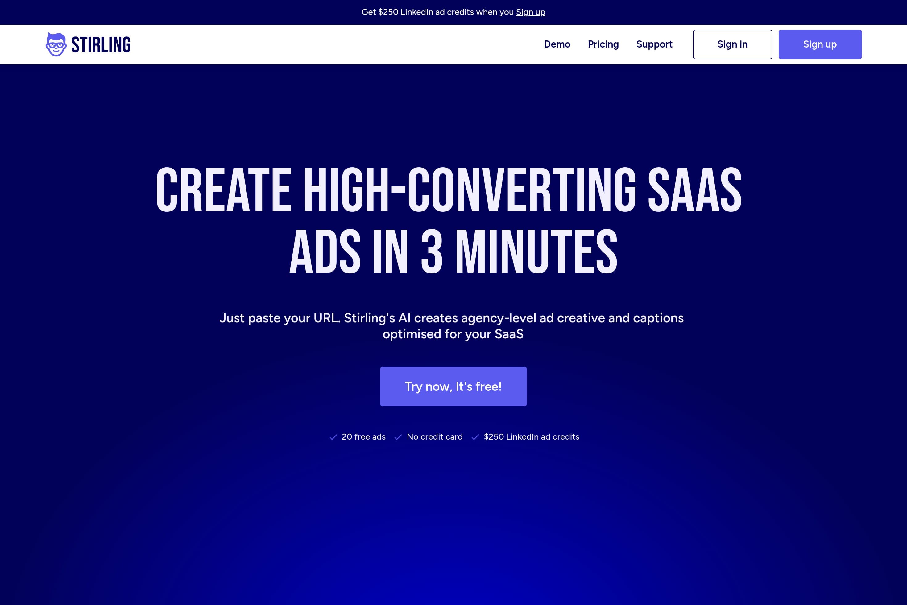 Stirling - AI Ad Generator - SaaS ads for LinkedIn - In Just 3 Mins - Image 1