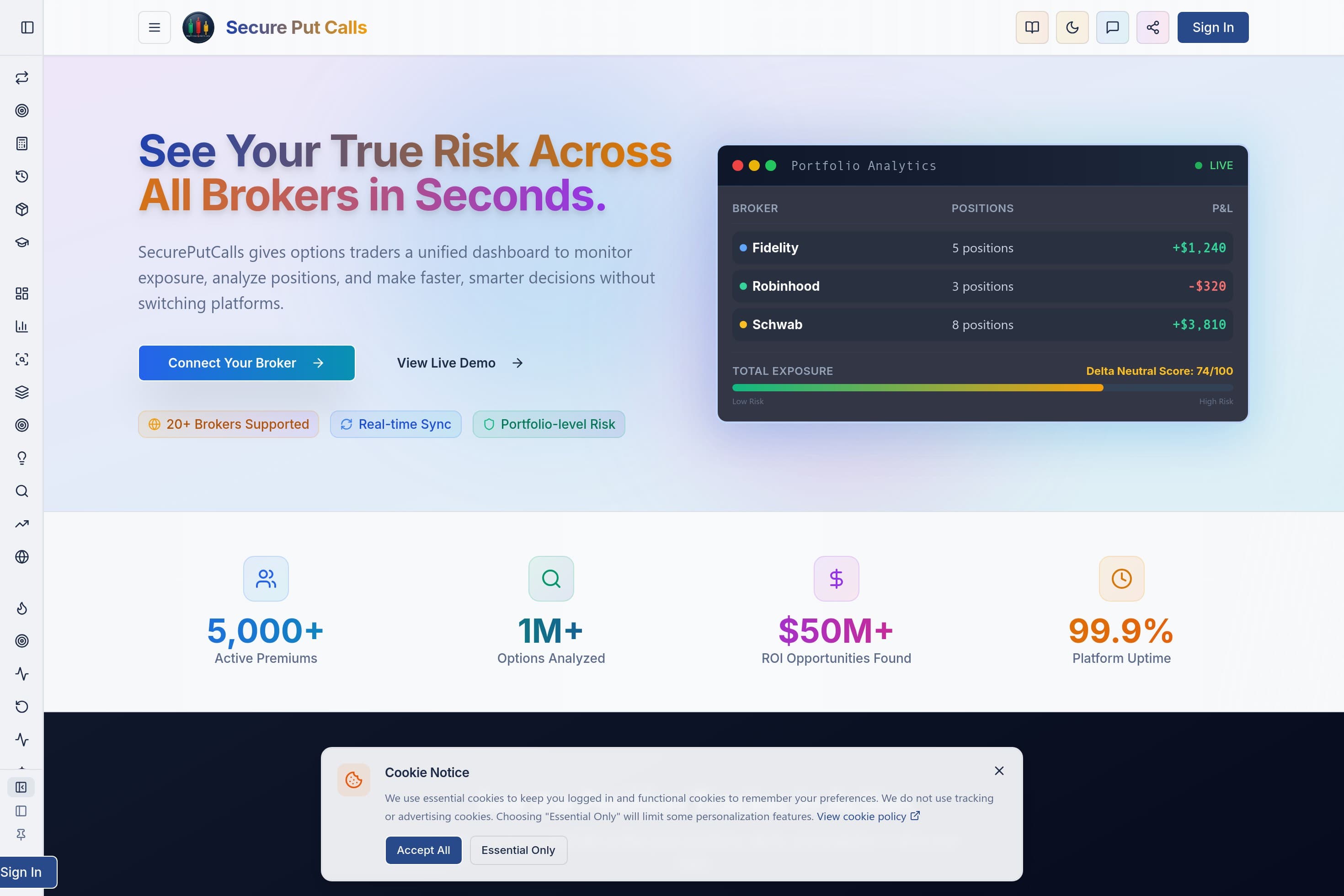 SecurePutCalls – Unified Options Portfolio Risk Dashboard