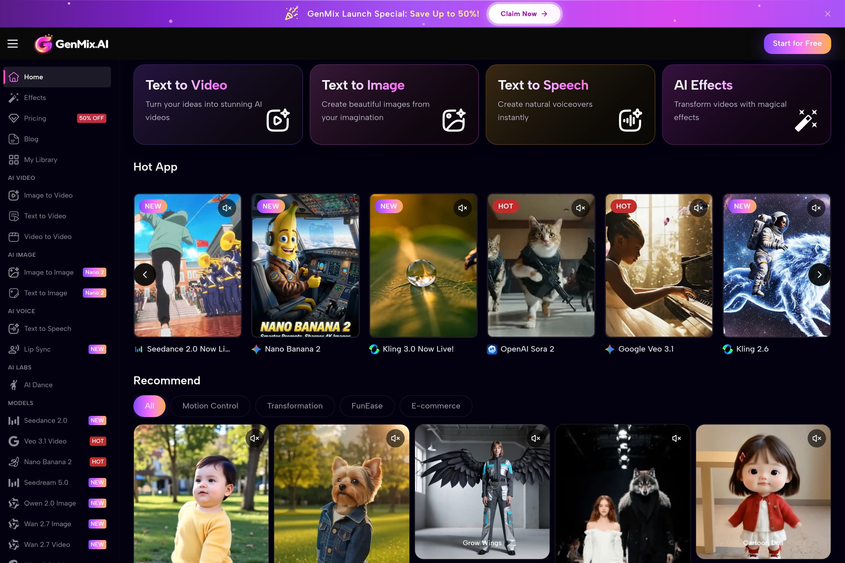 GenMix - All-in-One AI Video, Image & Voice Generator