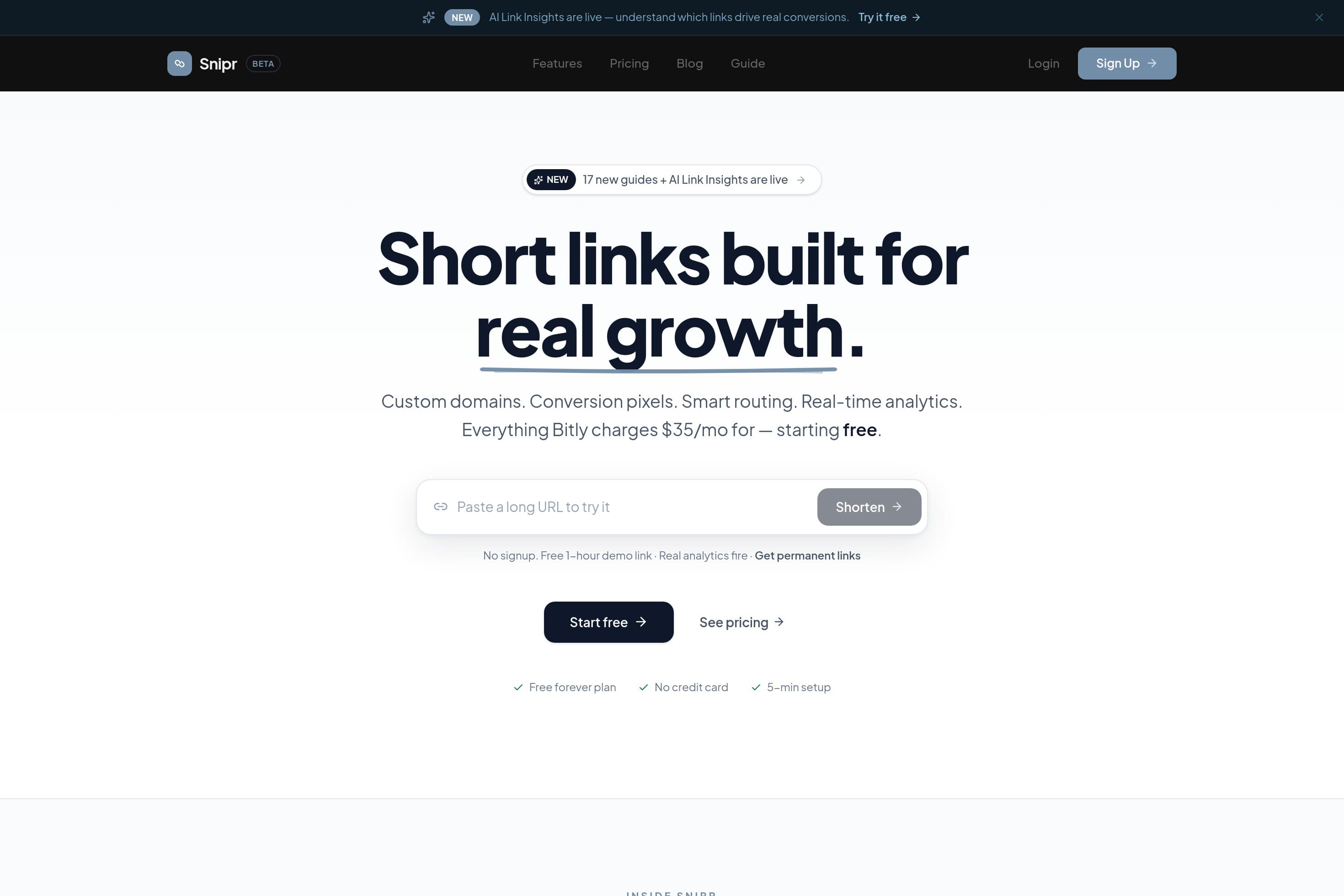 Snipr - Best Custom Domain URL Shortener + QR Code Generator - Image 1