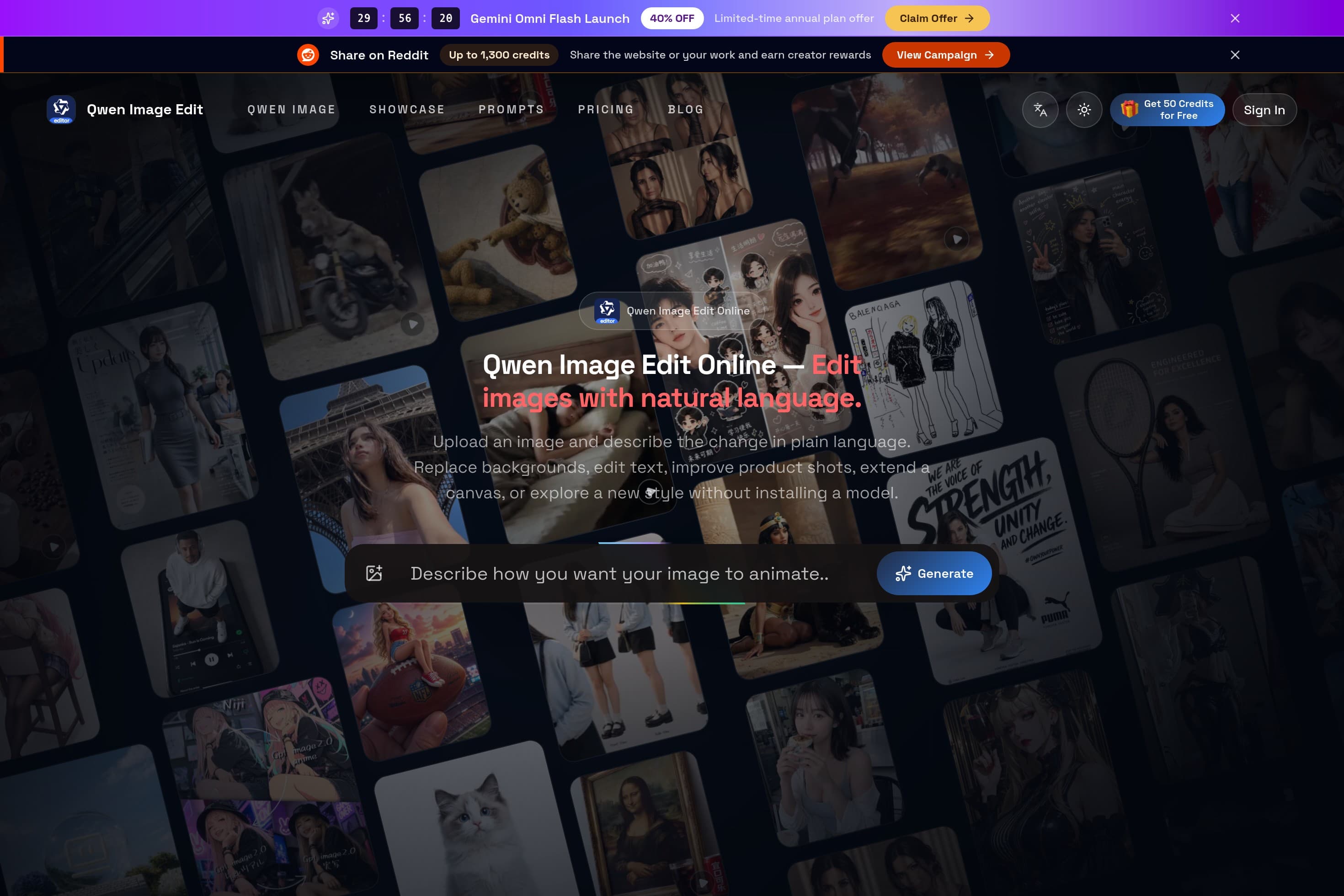 Qwen Image Edit - Edit and generate images online with natural-language instructions. - Image 1