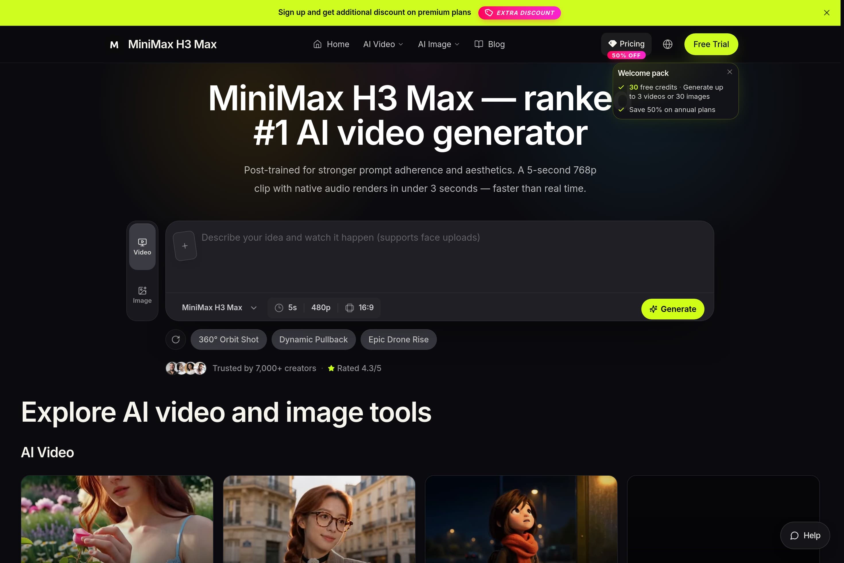 MiniMax H3 Max — #1 Free AI Video Generator - Image 1
