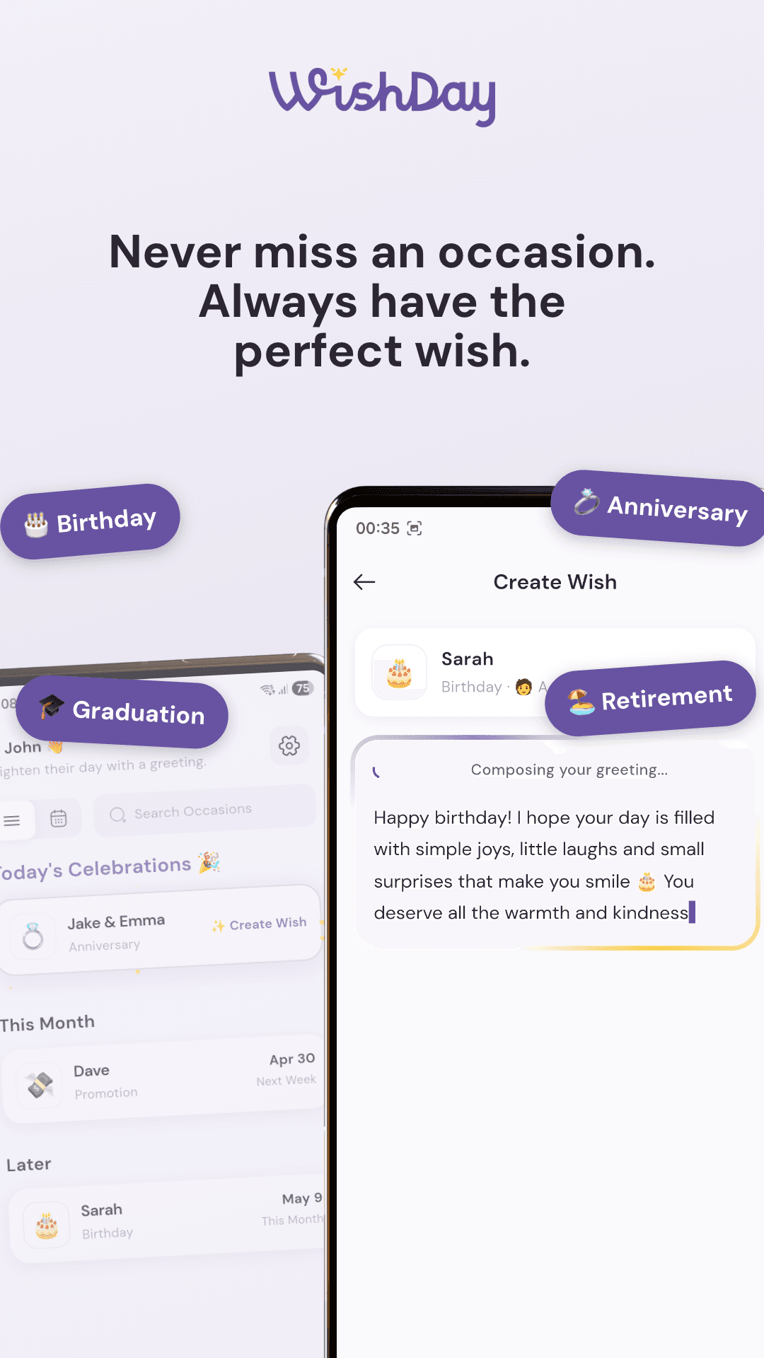 WishDay: AI Birthday Reminder & Calendar App