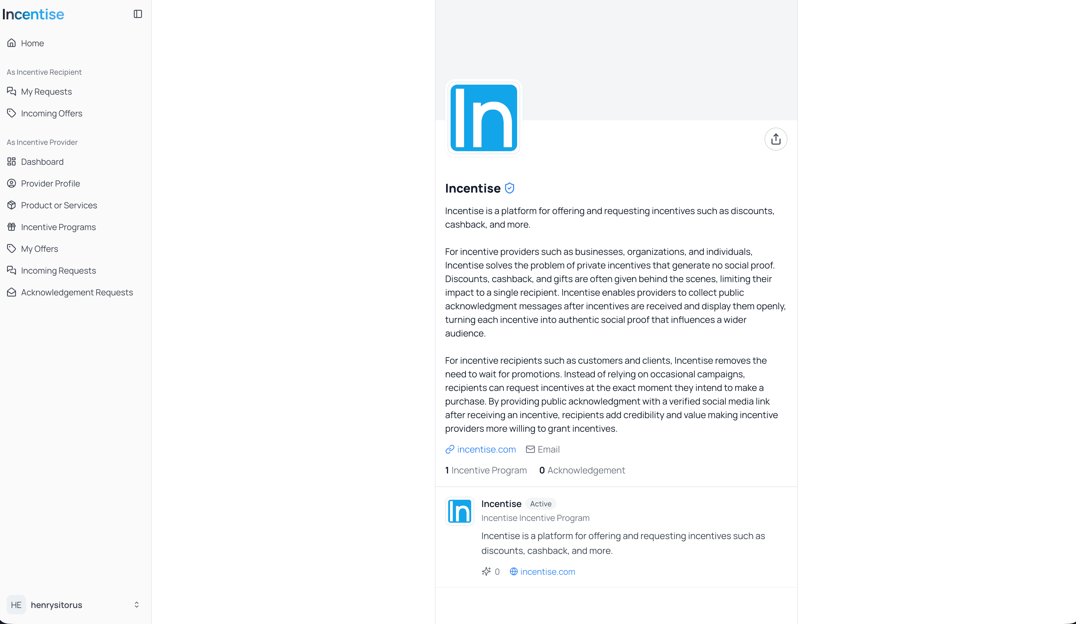 Incentise | platform for requesting and offering incentives - Image 1