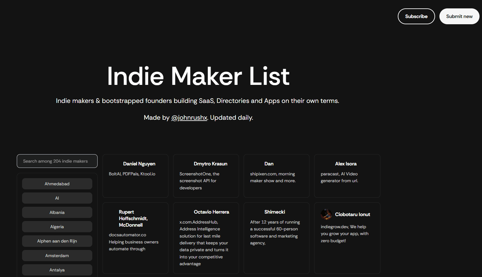 Indie Maker List - Image 1